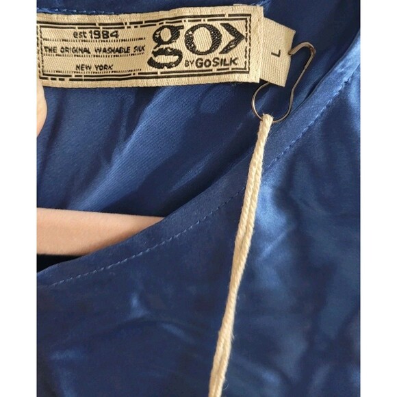 Go by GoSilk “Go Pull Me In” 100% Silk Maxi Dress Cornflower Blue Size Large NWT - Picture 2 of 12